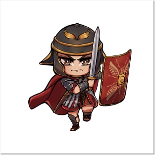 Cute Roman Empire Legionary Infantry Foot Soldier Charging - History Ancient Rome - Chibi Posters and Art